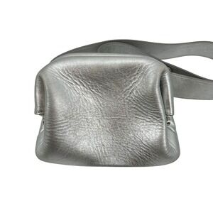OSOI Pecan Brot Silver Belt Bag Metallic Leather Crossbody Waist Pack *DAMAGE*
